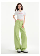 Cherry Blossom Pink Wide Leg Lyocell Denim Jeans