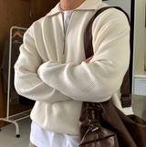 Nade Washable Overfit High Neck Turtle Semi-Zip-Up Knit