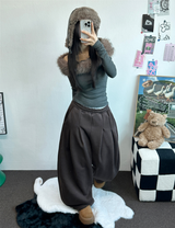 M,XL🤎2サイズ🤎 ダブルピンタックワイドロングバルーンパンツ ❤🤎🖤🩶4カラー