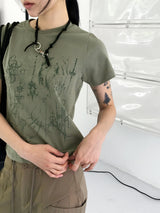 Pecon Tattoo Semi Crop Short Sleeve T-Shirt