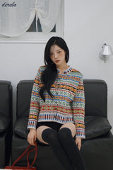Nordic round knit cardigan