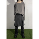 スリップネックオーバーロックトップ : GREY