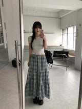 Checkered Long Skirt (2color)