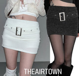 cream belt knit skirt(2 color)