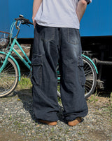 Lace Buckle Wide Cargo Denim