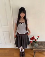 ナウーンフラワーラウンドボタン半袖Tシャツ