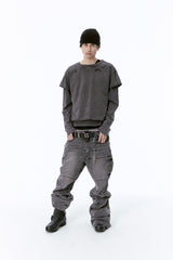 DAMAGE LAYERED L/S TEE (CHARCOAL)