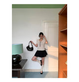 ribbon frill sweet short-sleeved knitwear