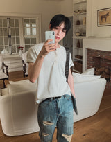 モダンワッフルヘンリーショートスリーブTシャツ