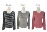 ヘンリー ストライプ トト ロングスリーブ Tシャツ (3 colors)