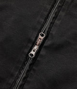 ウォッシュドレザークロップジャケット - ブラック