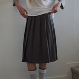 Classic Soft Pleats Skirt_Charcoal