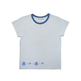 フラワーステッチTシャツ スカイブルー