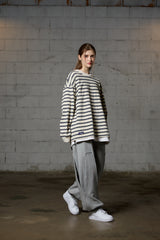 JERRY STRIPE OVERFIT LONG SLEEVE T-SHIRT / IVORY