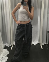 Belted dying cargo pants