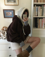 【BELLIDE MADE】パピー ツーウェイボアフリース ジップアップパーカー
