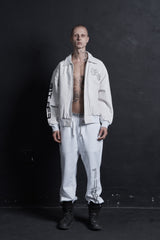 LEATHER VARSITY JACKET WHITE