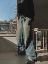 Loop Cat Washed Balloon Fit Denim Pants