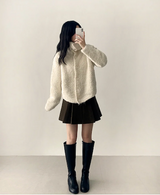 Hani cozy high neck button cardigan