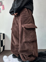 テディベイビー🤎🐻🧸 オーバーカーゴストリングファーパンツ 💚🤎🖤🧡4カラー