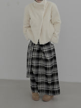 Check Strap Wrap Long Skirt