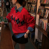 [BELLIDE MADE] ルーズフィットアーガイルVネックニットウェア