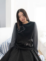 ニードルワークロングスリーブT (BLACK)
