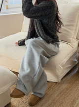 Hairy crop round knit cardigan(3color)
