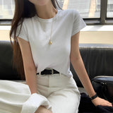 [BELLIDE MADE] デイリーラベルセミクロップド半袖Tシャツ