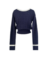 Joy color combination polo shibori long sleeve twist knit (5 colors)