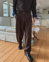 Melo Belted Two-Tuck Wide Slacks
