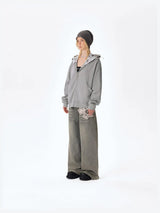 13DE MARZO Bear Cash Zipper Hoodie Grey