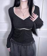 tiny lace tee (3colors)