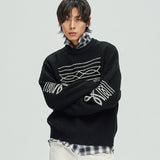 western stitch sweater black