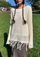 FRINGE V LONG KNIT
