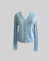Pleats button wrap see through cardigan