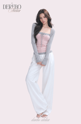 Pink gray bolero top two-piece