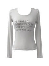 スリムレタリングUネックTシャツ (4color)