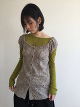 アッシュオフショルダーパンチングブラウス (2color)