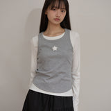 スターカットアウトトップセットレイヤードTシャツ