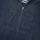 ヴィンテージウォッシングスタッドポイントクロップフーディジップアップ [NAVY]
