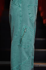 DYED ZIP CARGO PANTS / EMERALD