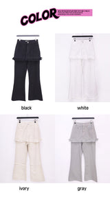 ヒップレイヤードスカートパンツ(4color)