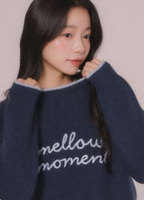 メローエンブロイダーラインニットトップ (Navy)
