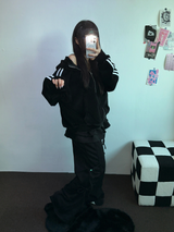 フリースピカブル❤リボンカンカンブーツカットワイド2スタイルパンツ🖤🩶🤎💛5カラー