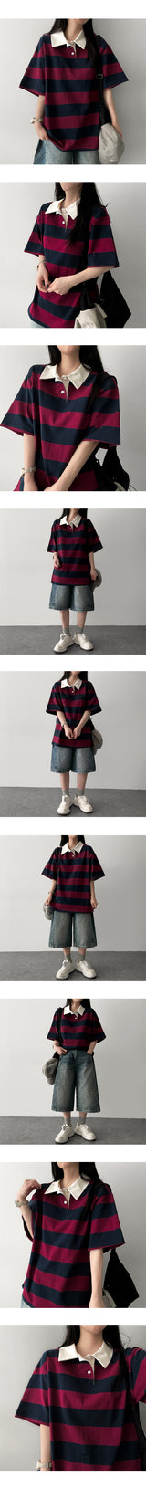 O'Kle Color Rugby Unit price Collar Short-sleeved T-shirt