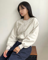 Burnt Overfit Balloon Crop Sweatshirts 4C