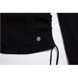 OFF SHOULDER HOODED LONG SLEEVE BLACK