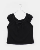 アチェドットシャーリングリボンパフ半袖Tシャツ