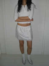 Flower pointelle button T [Ivory]